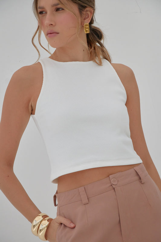 Top Amelia Rib - Blanco