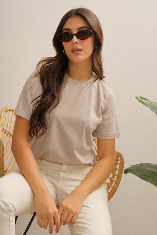 Camiseta Básica Manga Doblada