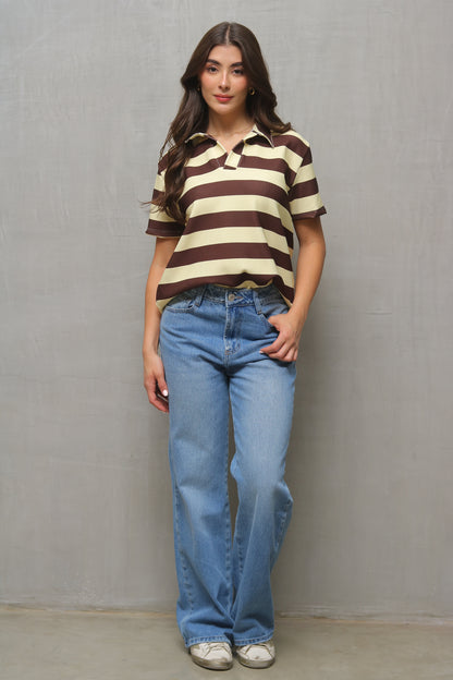 Camiseta Polo Oversized En Rib