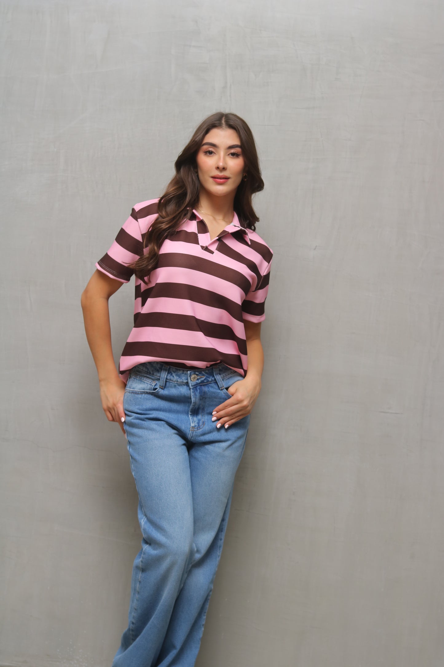 Camiseta Polo Oversized En Rib